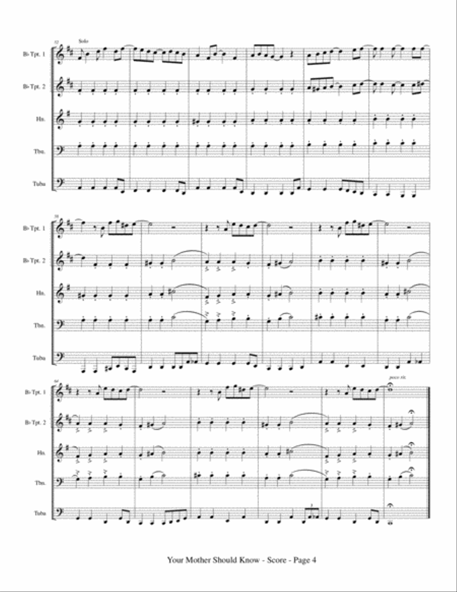 Your Mother Should Know Brass Ensemble scores gallery preview page 6