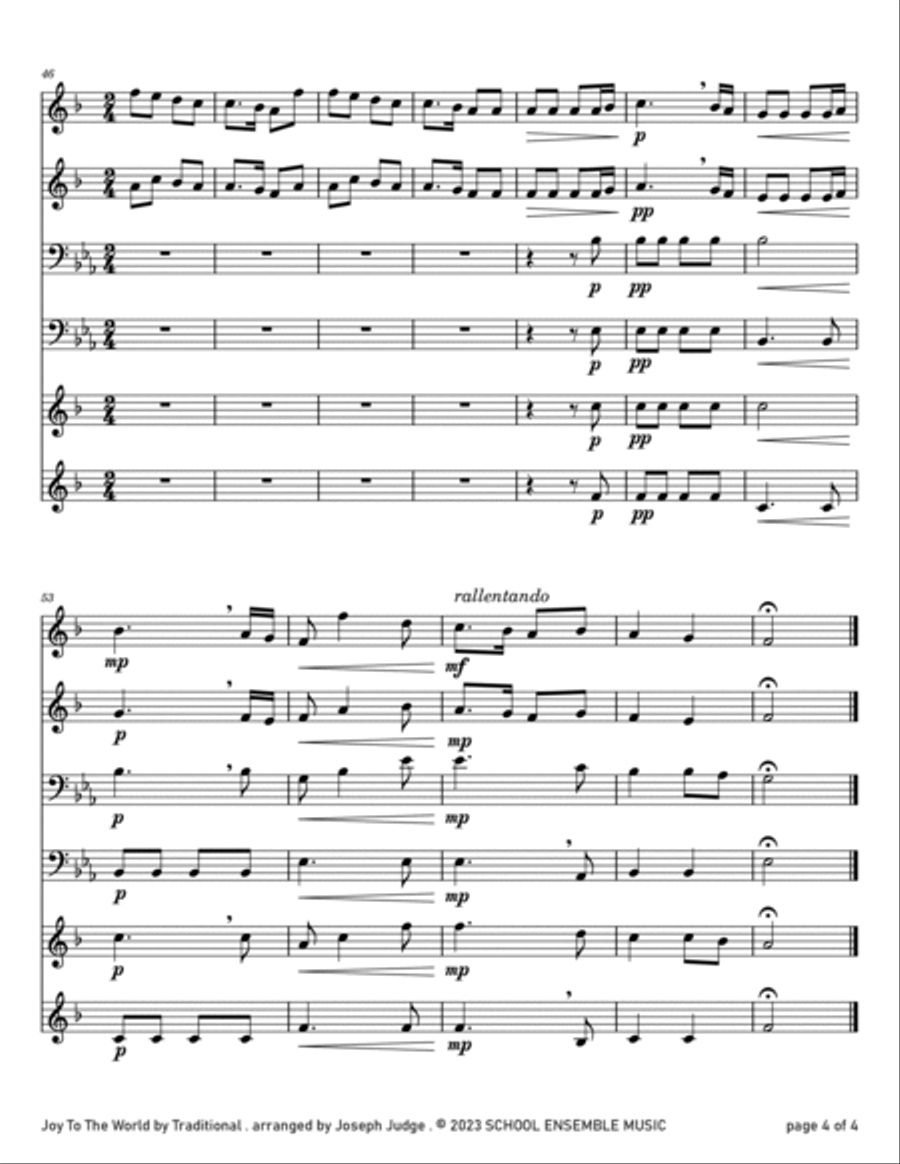 Joy To The World for Brass Quartet in Schools Brass Quartet scores gallery preview page 4