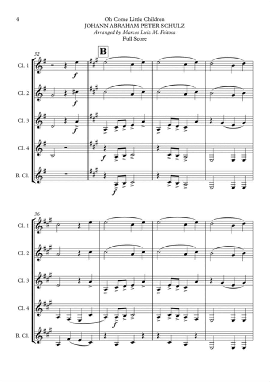 Oh Come Little Children - Clarinet Quintet Clarinet Quintet scores gallery preview page 6