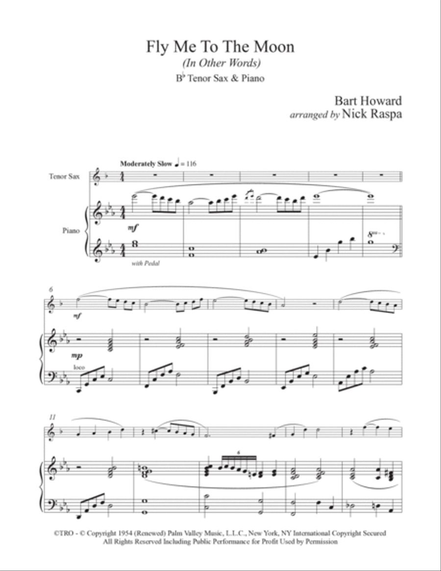Fly Me To The Moon (in Other Words) Tenor Saxophone scores gallery preview page 4