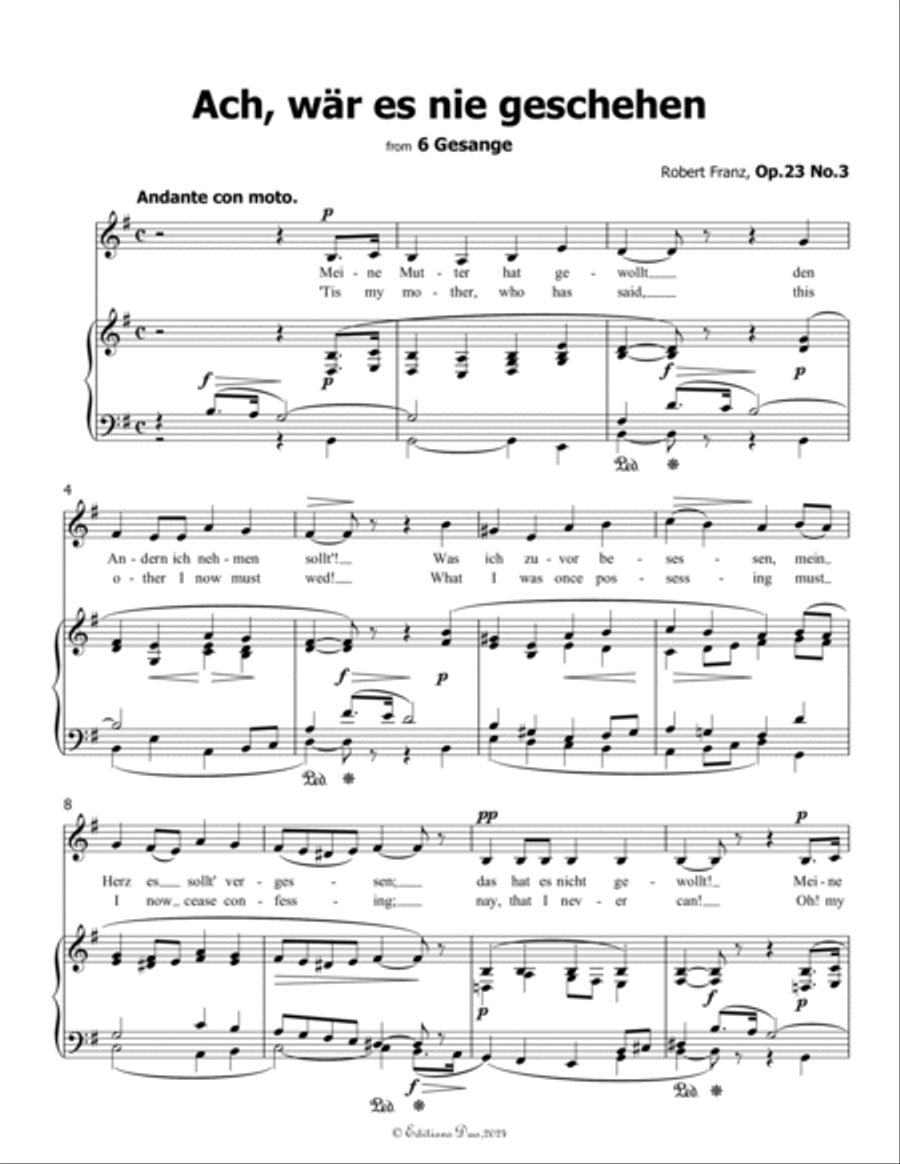 Ach, war es nie geschehen, by Robert Franz, in e minor Voice scores gallery preview page 3