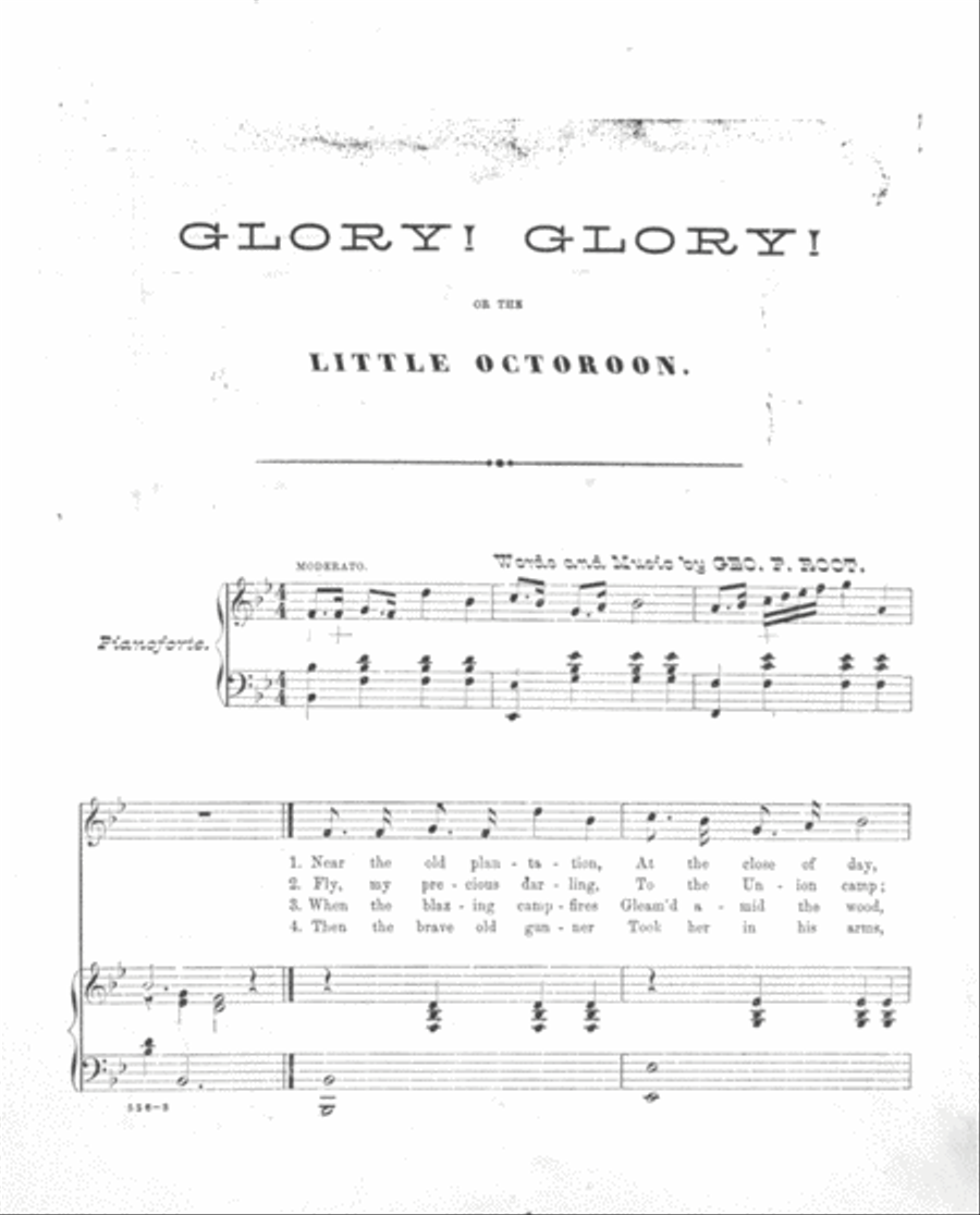 Glory! Glory! or, The Little Octoroon. Song and Chorus Choir scores gallery preview page 2