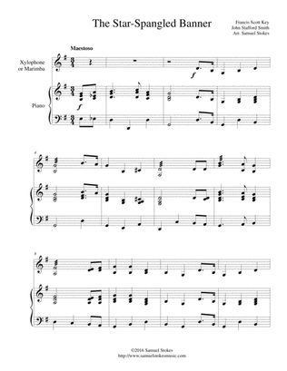 The Star-Spangled Banner - for xylophone/marimba and piano