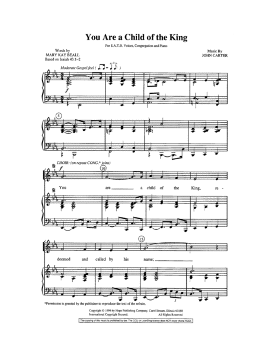 You Are a Child of the King Choir scores gallery preview page 2