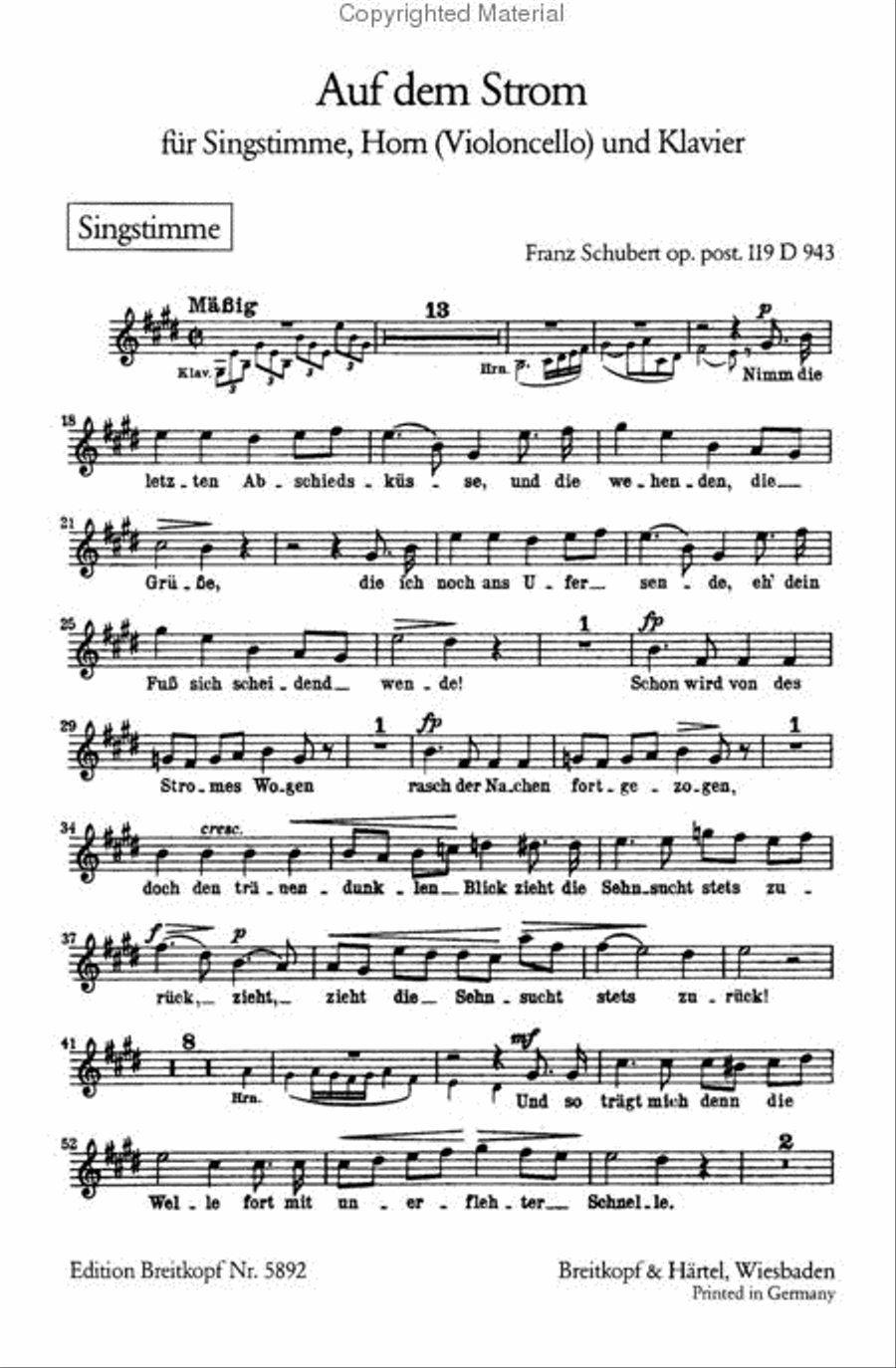 Auf dem Strom D 943 [Op. post. 119] Voice scores gallery preview page 5