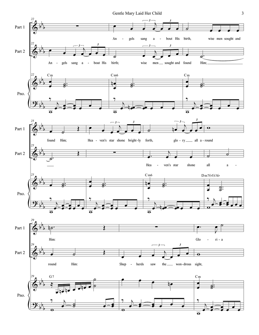 Gentle Mary Laid Her Child (for 2-part choir) 2-Part scores gallery preview page 4