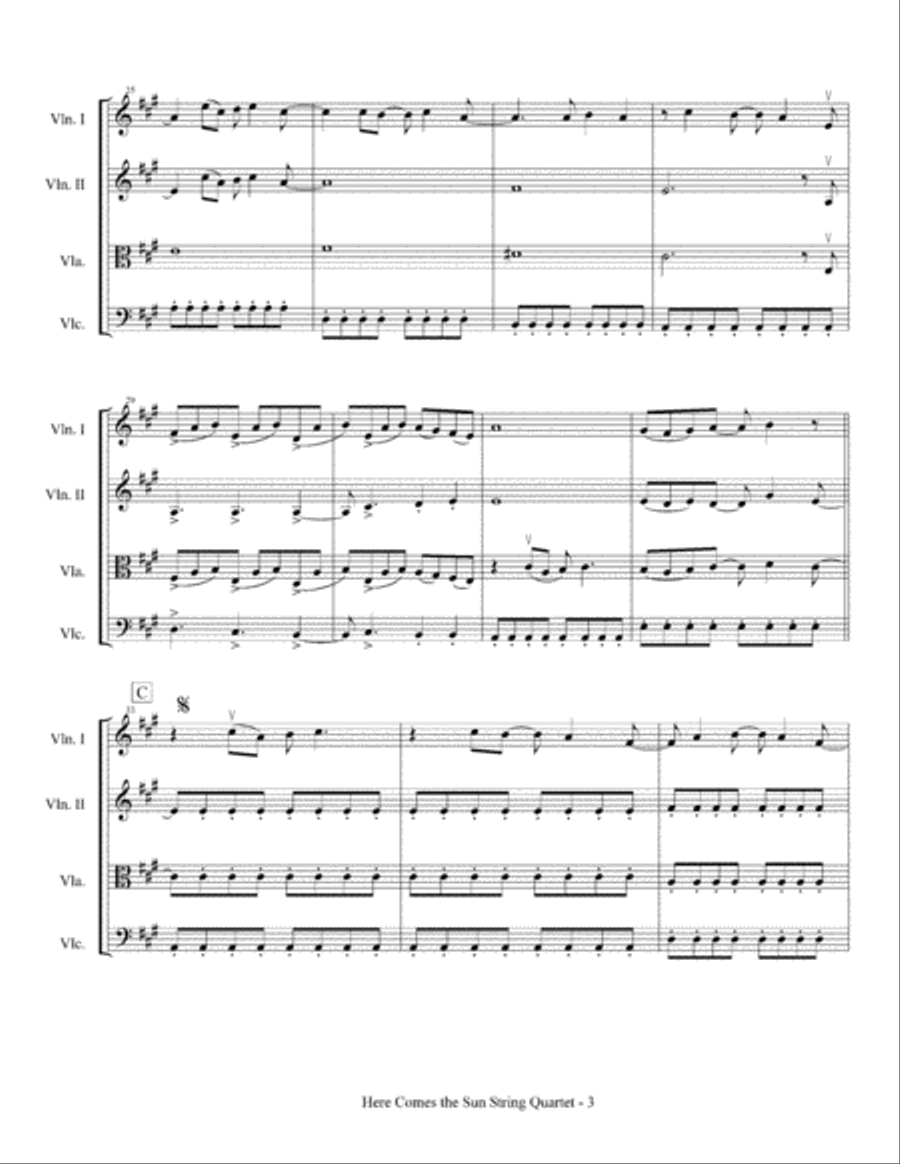 Here Comes The Sun Here Comes The Sun String Quartet scores gallery preview page 4