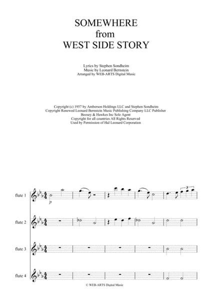 WEST SIDE STORY - SOMEWHERE  for 4 flutes image number null