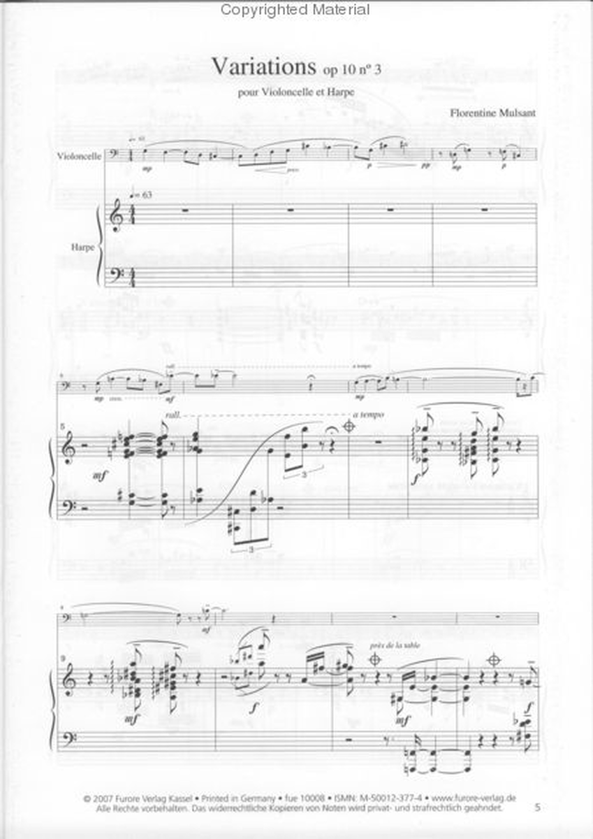 Variations for harp and violoncello