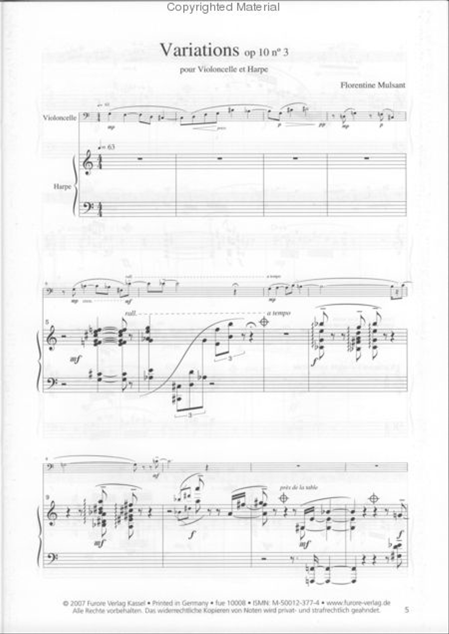 Variations for harp and violoncello Harp scores gallery preview page 2