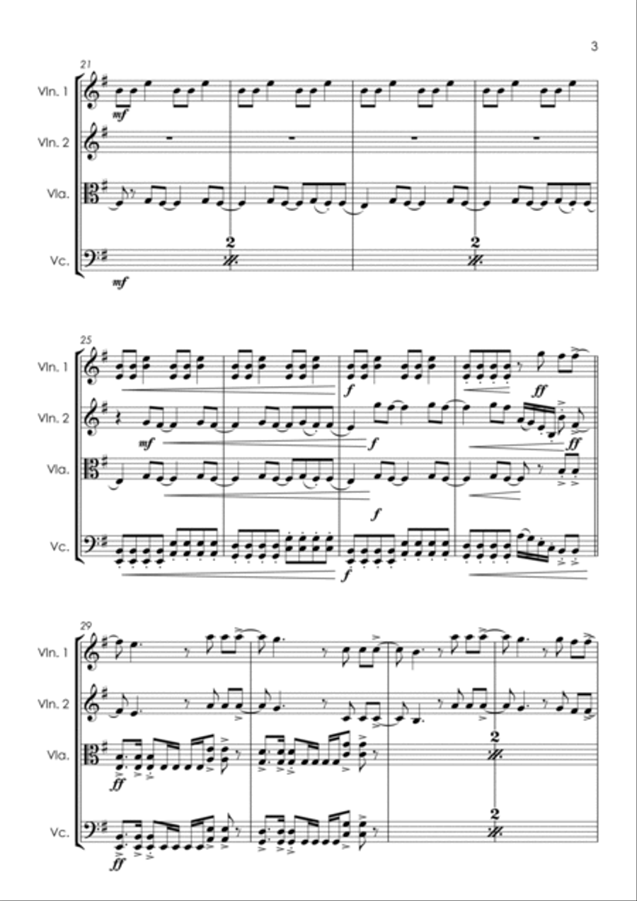 Smells Like Teen Spirit String Quartet scores gallery preview page 5