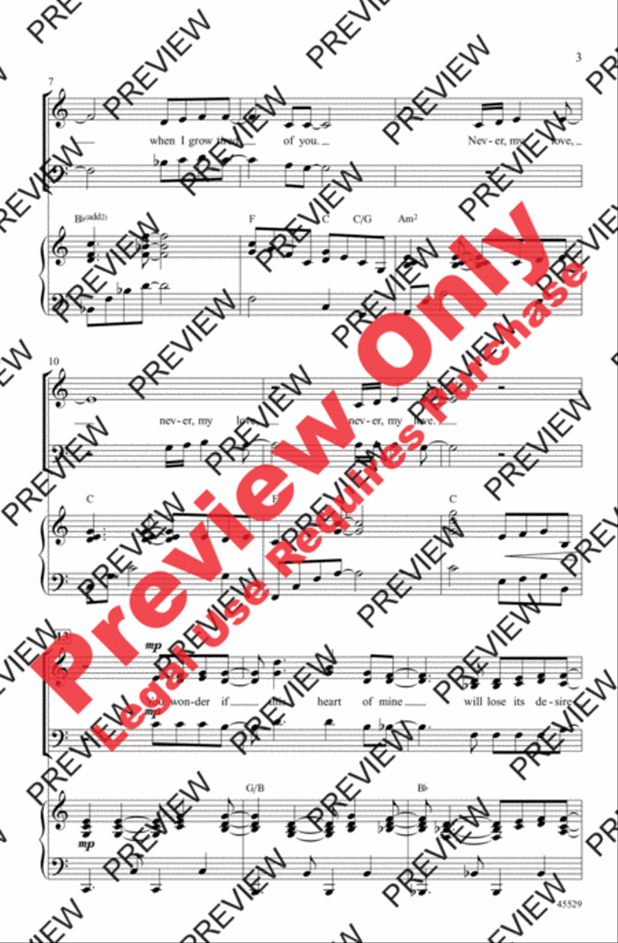 Never My Love Never My Love 3-Part scores gallery preview page 3
