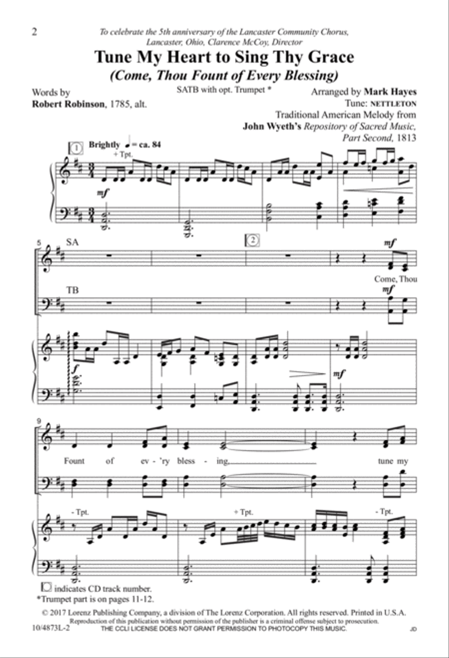 Tune My Heart to Sing Thy Grace 4-Part scores gallery preview page 2
