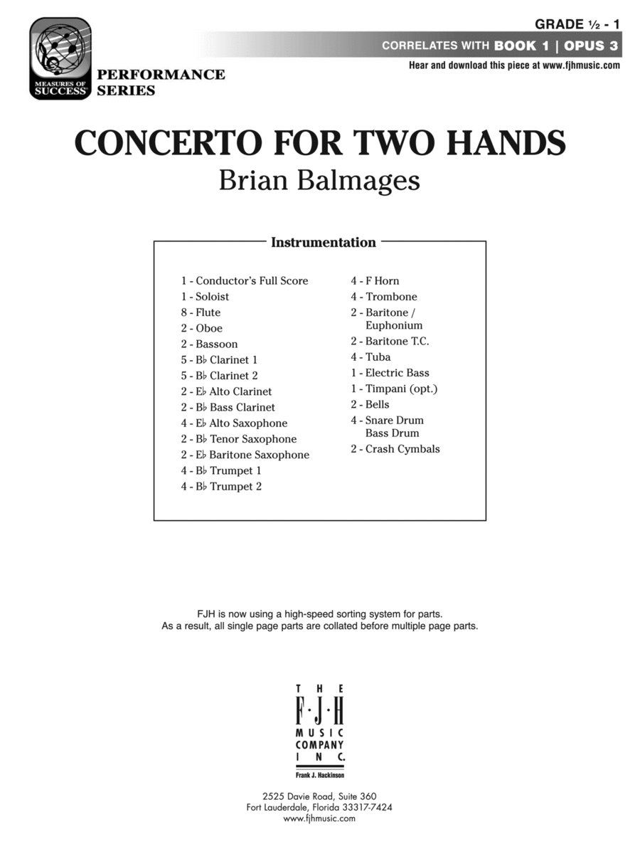 Concerto for Two Hands: Score Concert Band scores gallery preview page 1