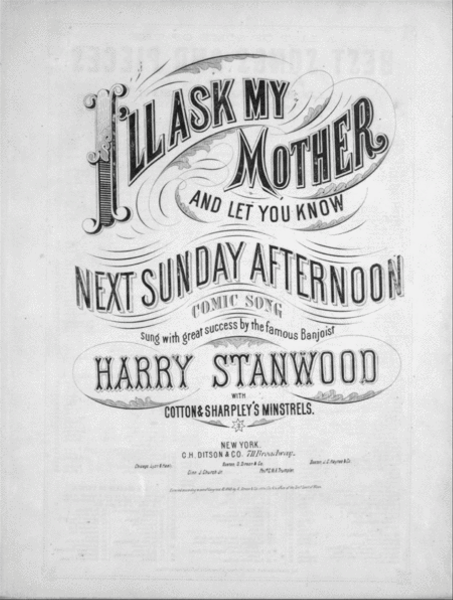 I'll Ask My Mother and Let You Know Next Sunday Afternoon Voice scores gallery preview page 1