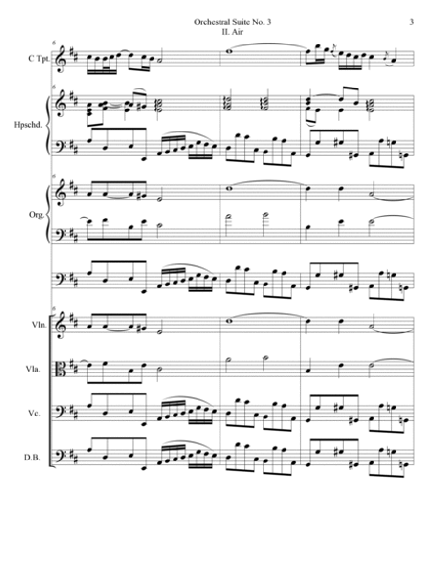 Orchestral Suite No.3 in D Major, BWV 1068: II. Air (“On a G String”) Chamber Music scores gallery preview page 4