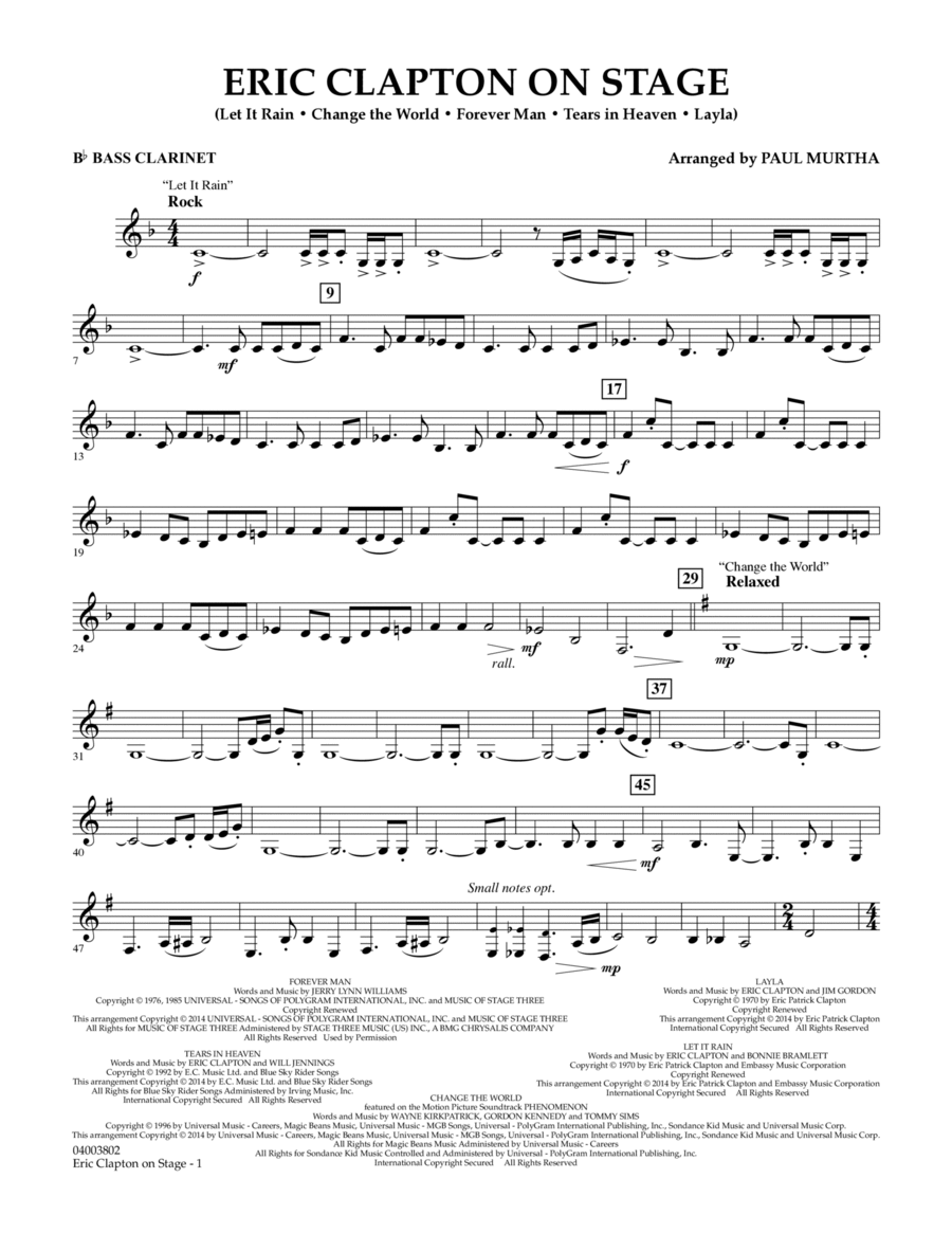 Eric Clapton on Stage - Bb Bass Clarinet Concert Band scores gallery preview page 1