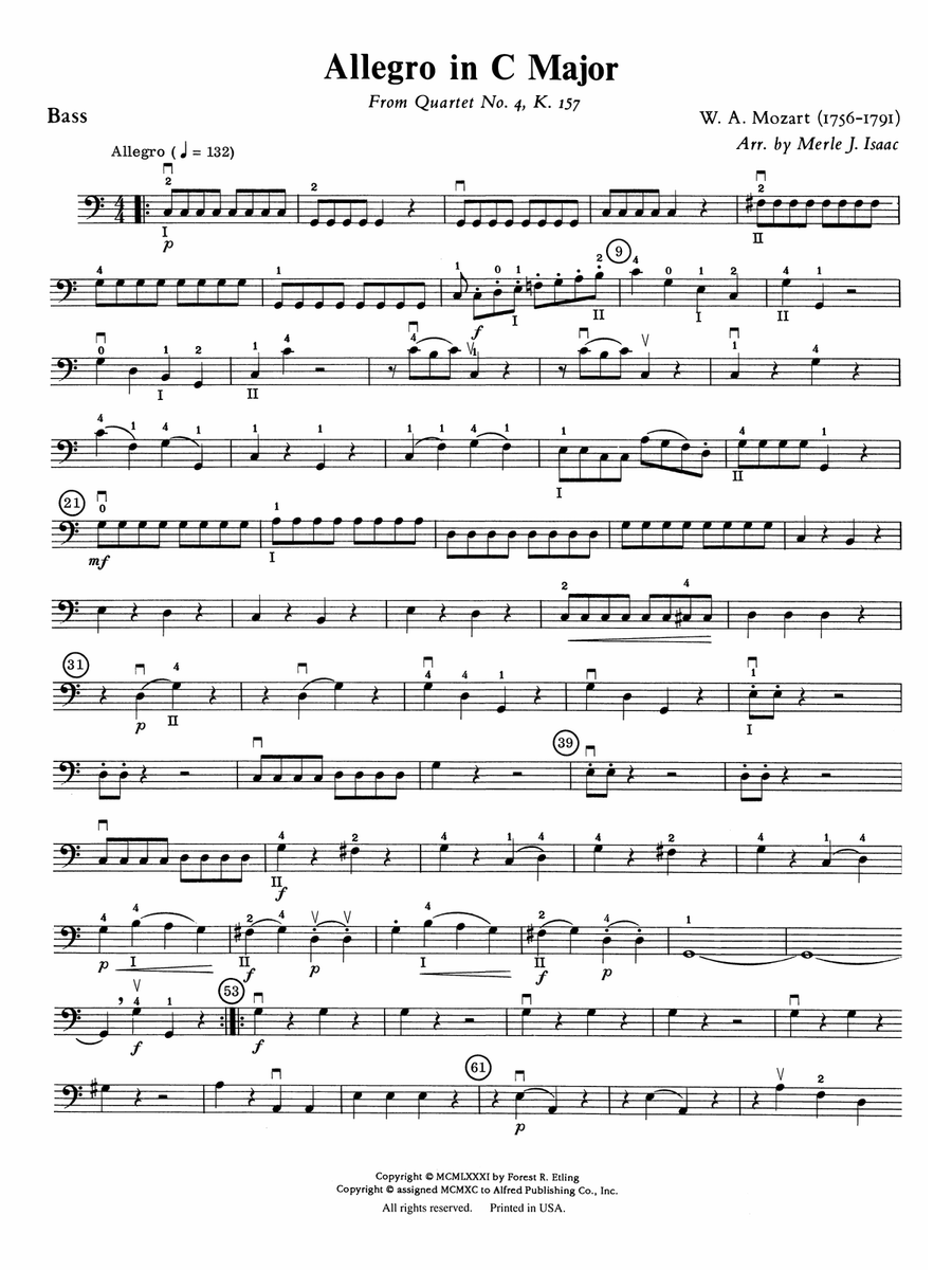 Allegro in C Major: String Bass
