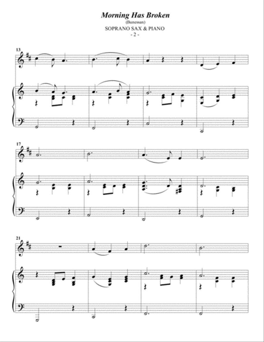 Morning Has Broken Soprano Saxophone scores gallery preview page 2