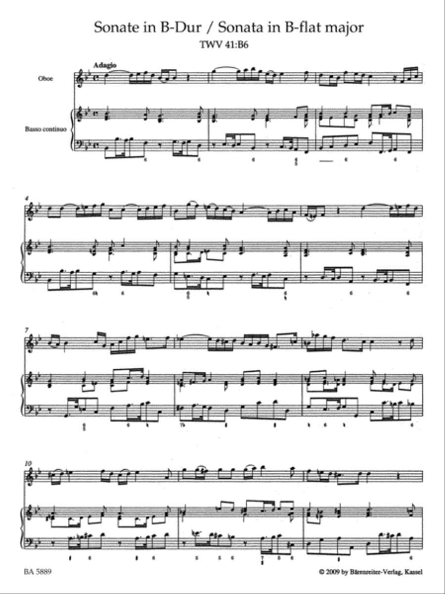 Two Sonatas for Oboe and Basso continuo Oboe scores gallery preview page 2