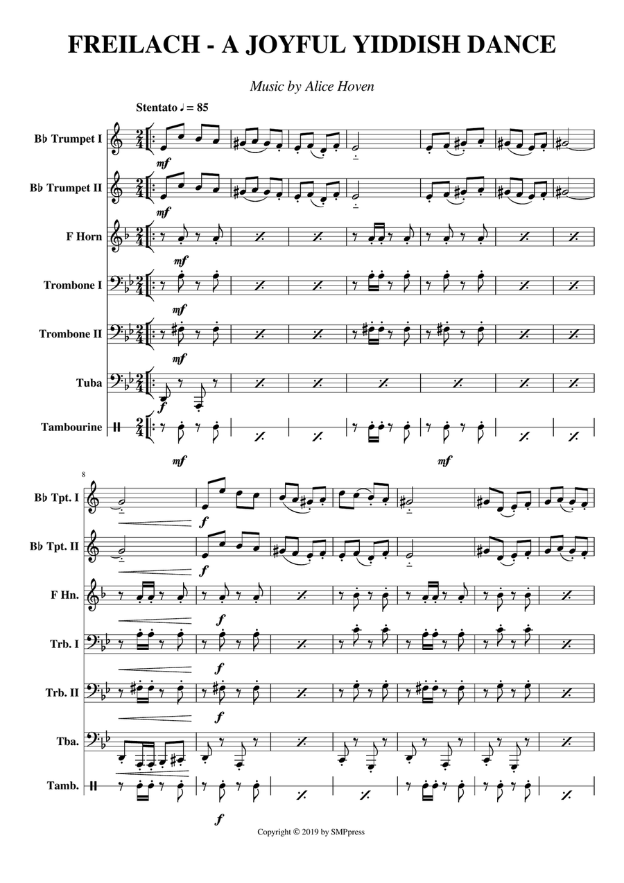 Freilach - A Joyful Yiddish Dance Brass Ensemble scores gallery preview page 1