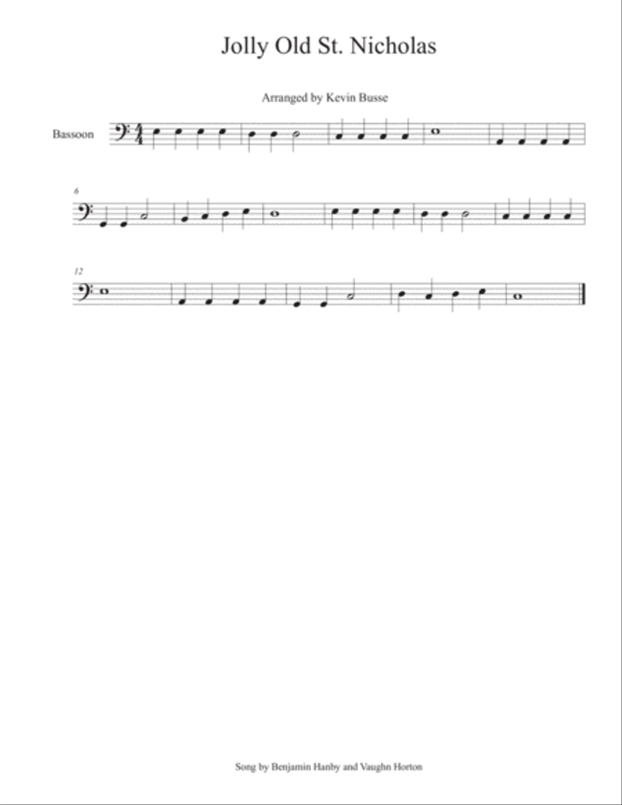 Jolly Old St. Nicholas - Bassoon Bassoon Solo scores gallery preview page 1