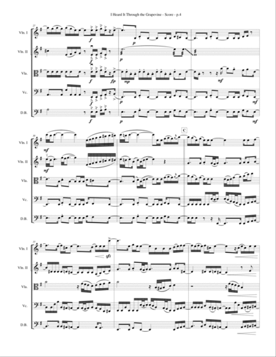 I Heard It Through The Grapevine String Quartet scores gallery preview page 6