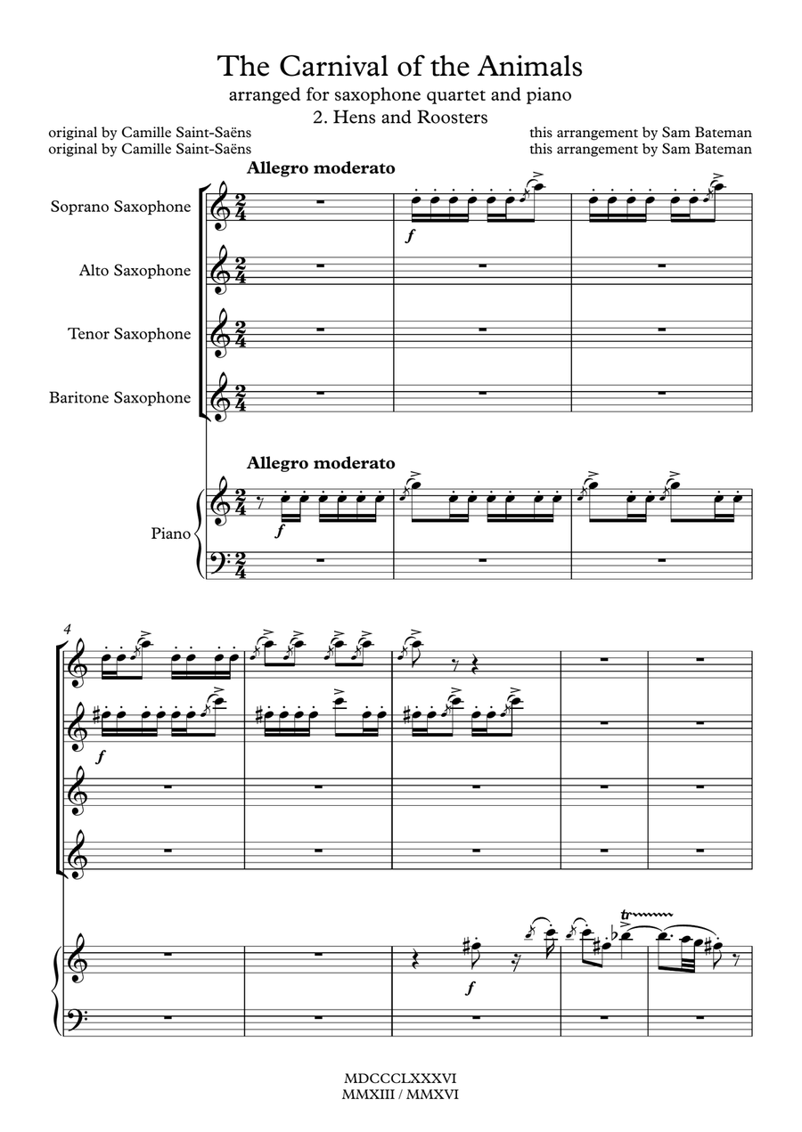 The Carnival of the Animals - 2. Hens and Roosters Small Ensemble scores gallery preview page 1