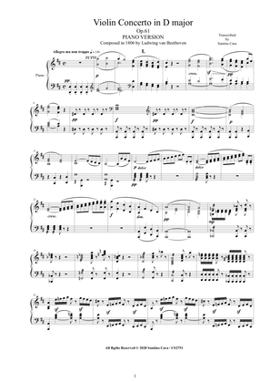 Beethoven - Violin Concerto in D major Op.61 - Piano Version