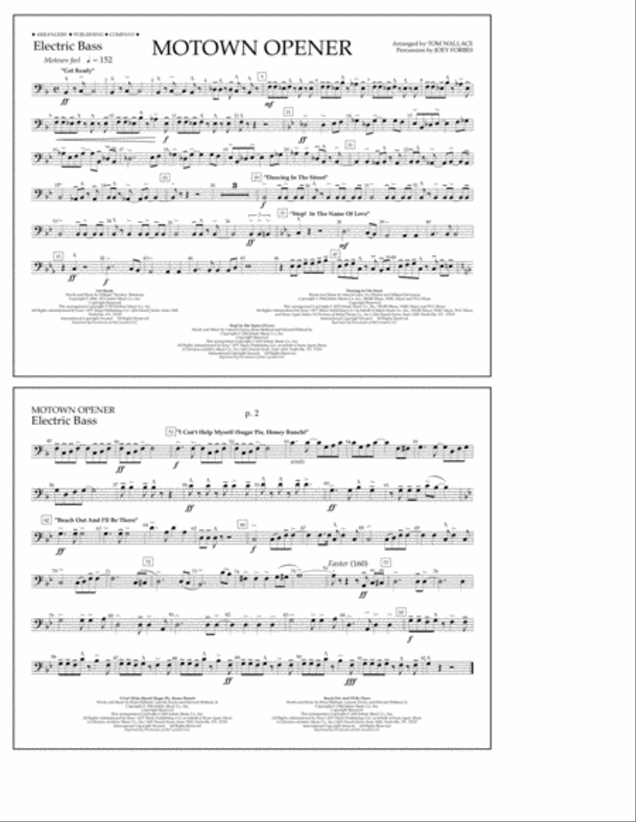 Motown Theme Show Opener (arr. Tom Wallace) - Electric Bass Marching Band scores gallery preview page 1