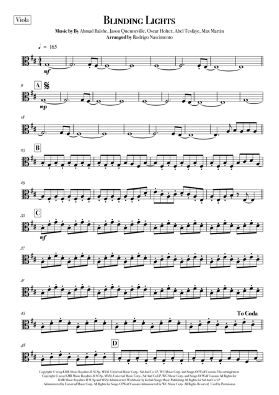 Blinding Lights String Quartet scores gallery preview page 5