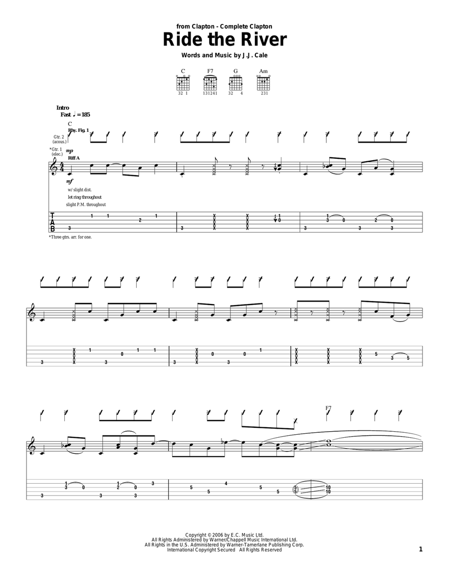 Ride The River Acoustic Guitar scores gallery preview page 1