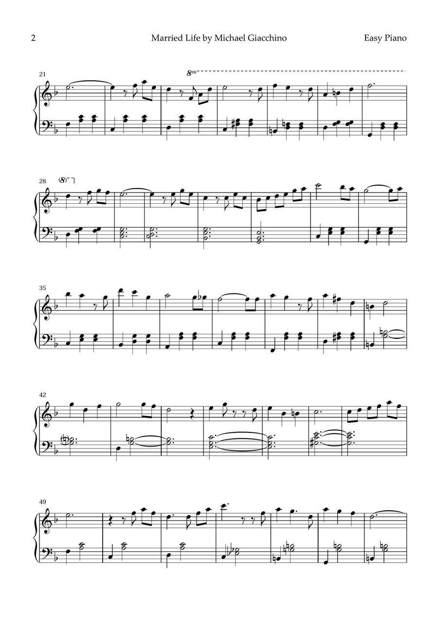 Married Life Easy Piano scores gallery preview page 2