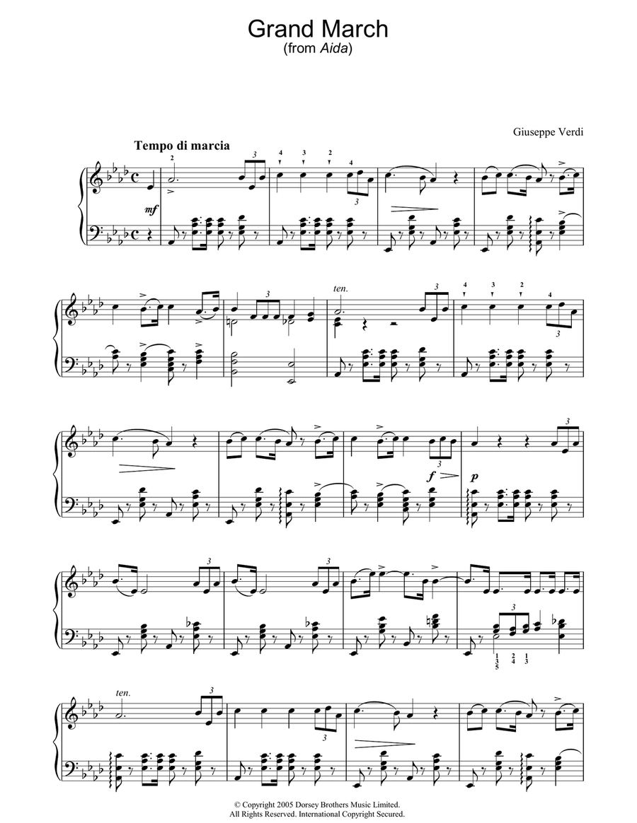Grand March (from Aida) Piano Solo scores gallery preview page 1