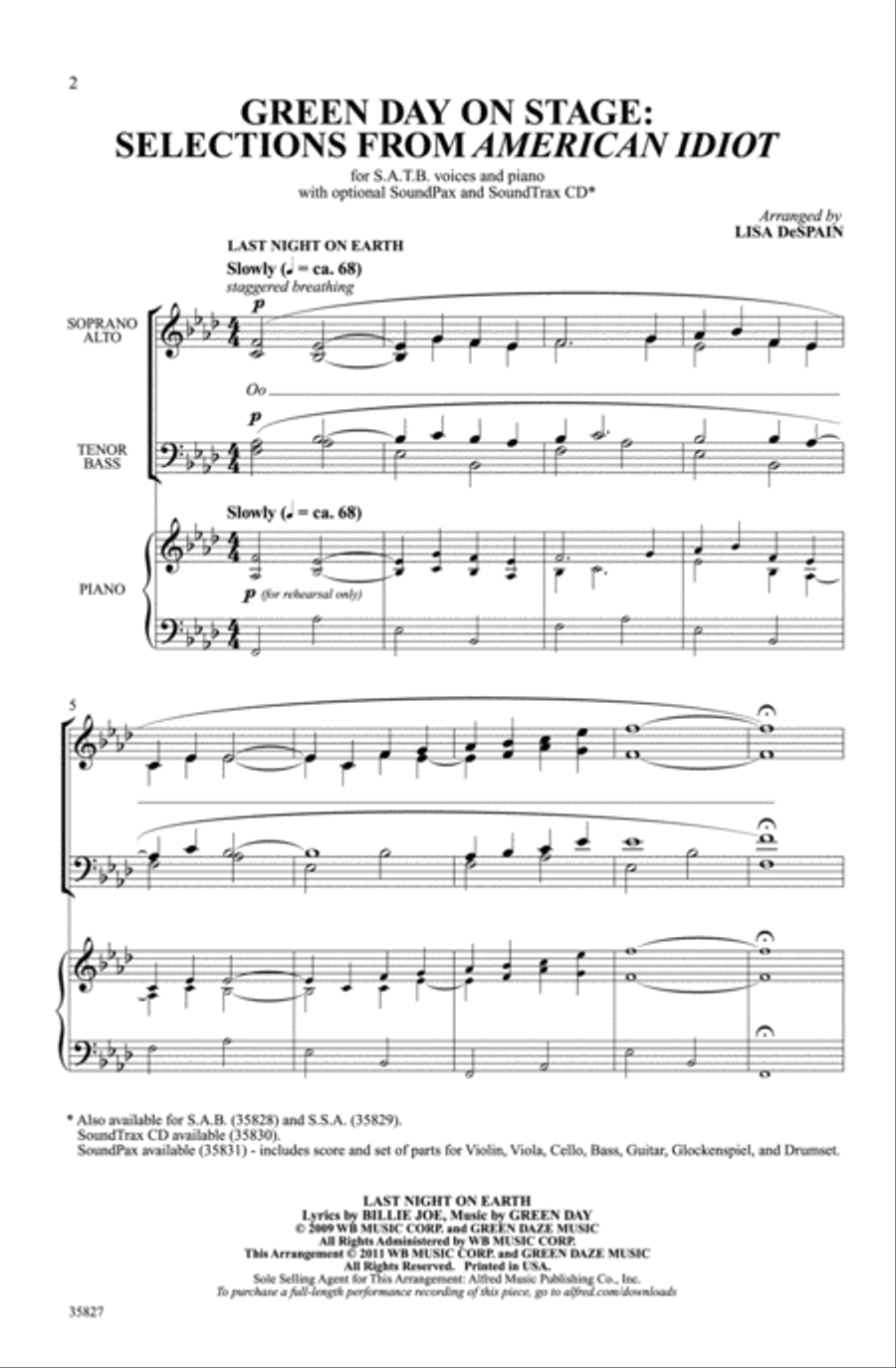 Green Day on Stage: Selections from American Idiot - SoundTrax CD (CD only) Choir scores gallery preview page 2