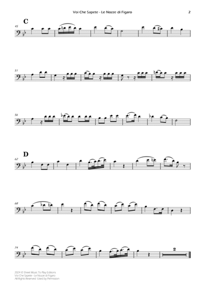 Voi Che Sapete from Le Nozze di Figaro - Cello and Piano (Individual Parts) image number null