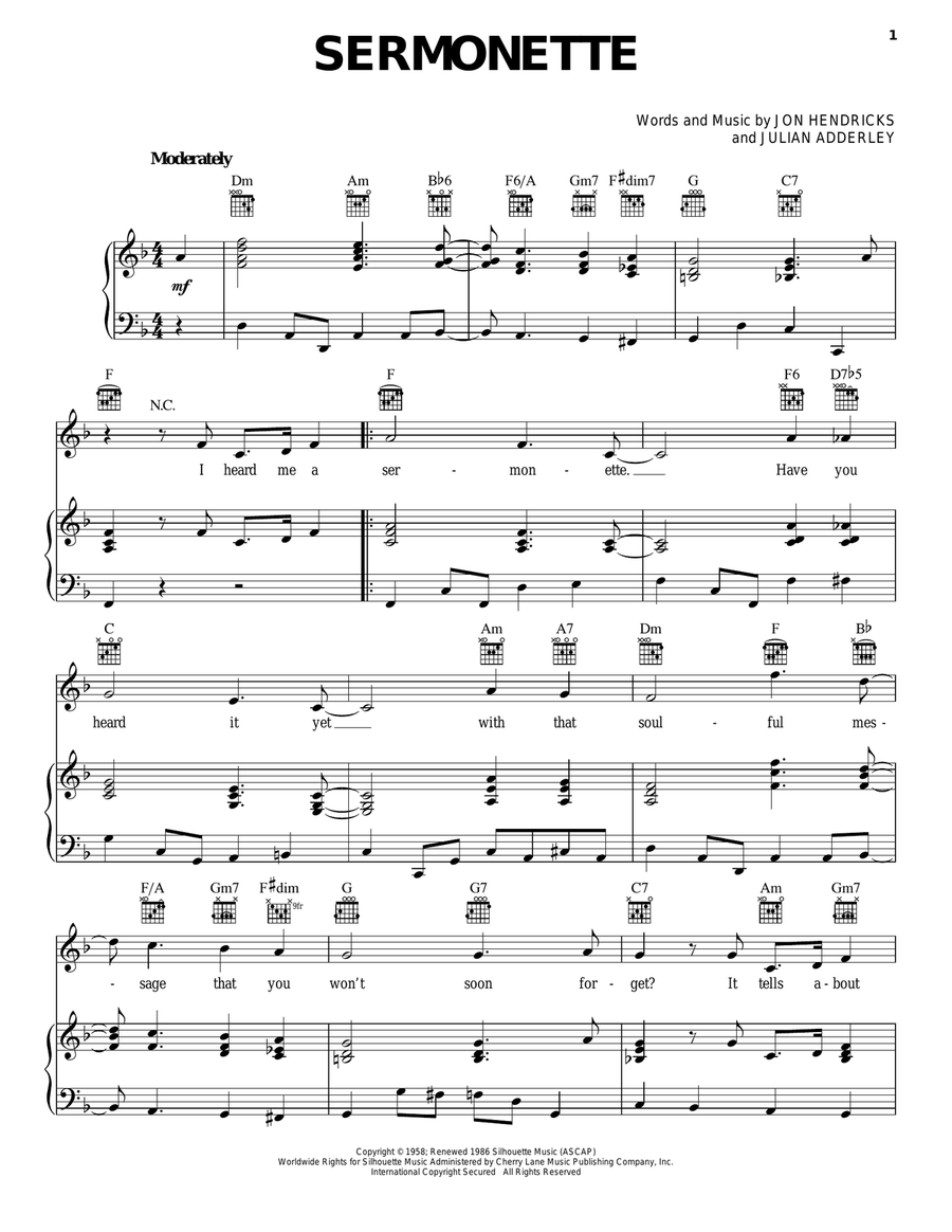 Sermonette Sermonette Piano, Vocal, Guitar scores gallery preview page 1