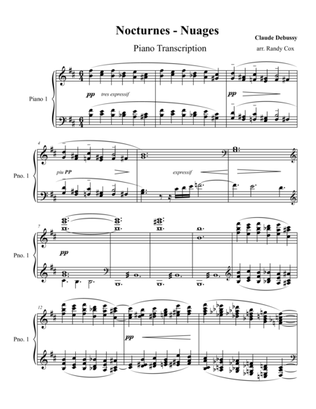 Debussy - Nocturnes: #1 Nuages (piano transcription)