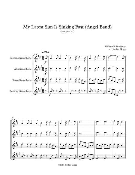 My Latest Sun Is Sinking Fast (Angel Band) (sax quartet) image number null