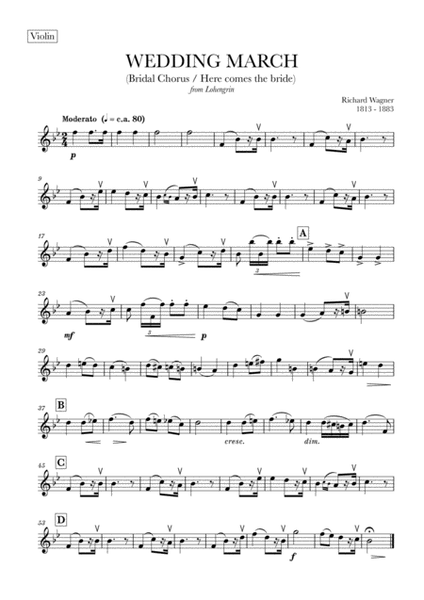 Wedding March (Bridal Chorus - Here comes the Bride) for String Trio (Violin, Viola and Cello) image number null