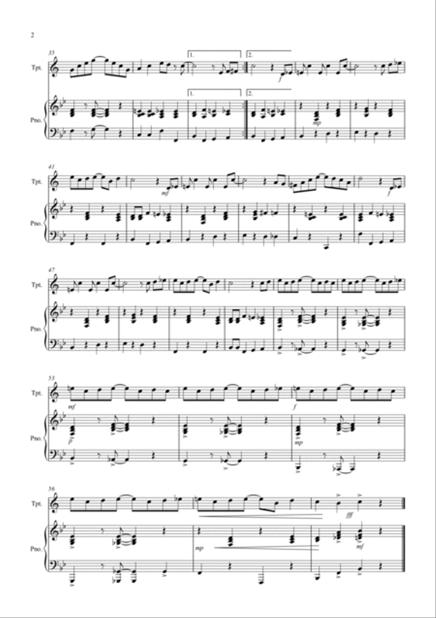 The Entertainer for Trumpet and Piano Trumpet Solo scores gallery preview page 2