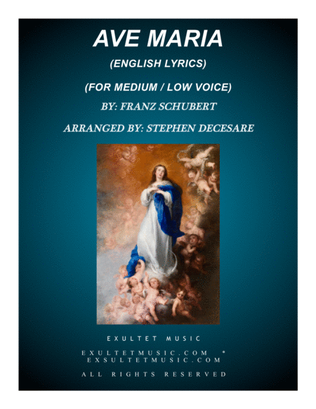 Ave Maria (English Lyrics - Low Key - Piano accompaniment)