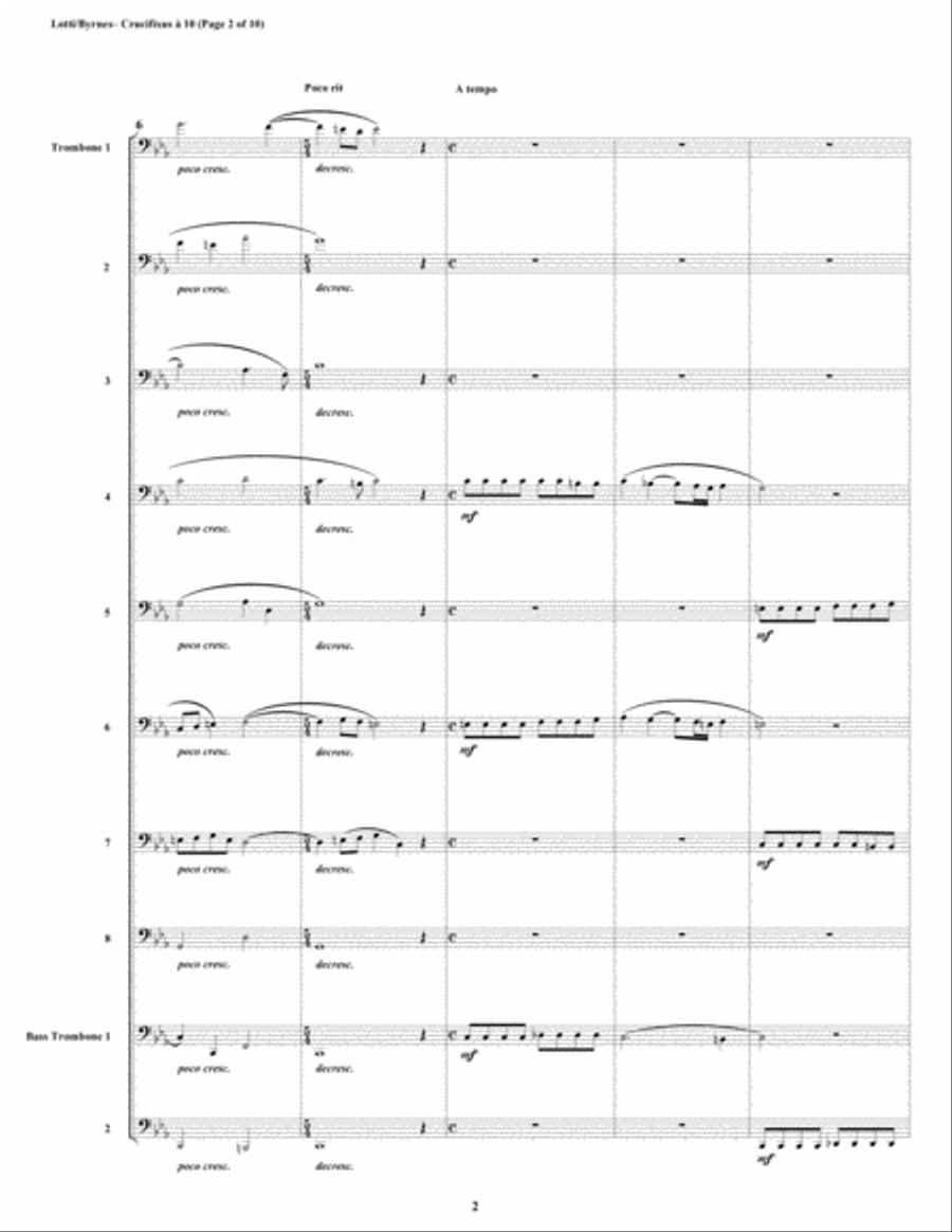 Crucifixus a 10 by Antonio Lotti (Trombone Choir) Trombone scores gallery preview page 2
