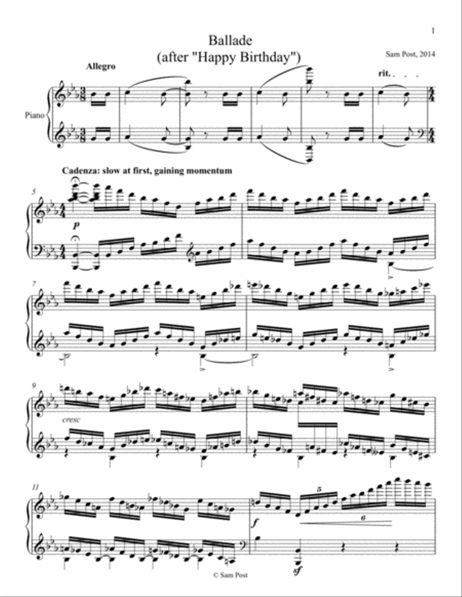 Ballade (on the "Happy Birthday" Theme), op. 8