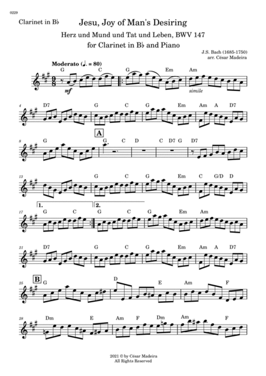 Jesu, Joy of Man's Desiring - Bb Clarinet and Piano (Individual Parts) image number null