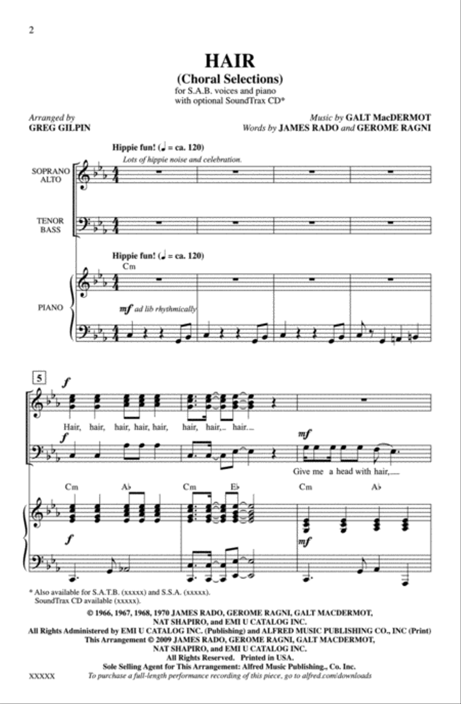 Hair: A Choral Medley 3-Part scores gallery preview page 20