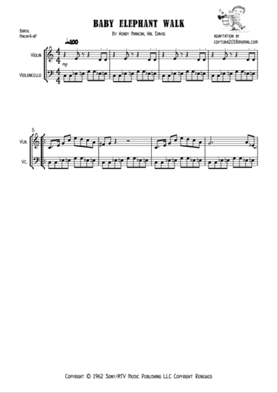 Baby Elephant Walk Baby Elephant Walk String Duet scores gallery preview page 4