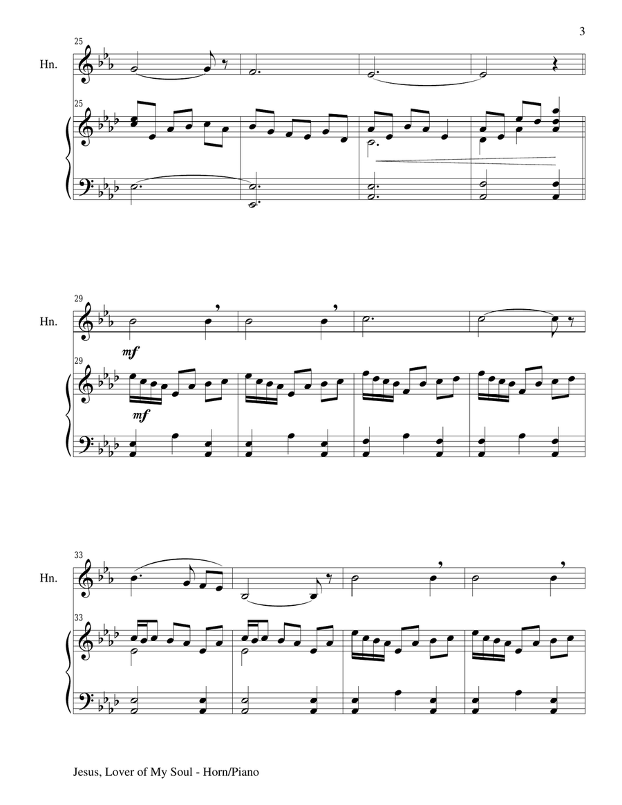 JESUS, LOVER OF MY SOUL (Horn/Piano and Horn Part) Piano scores gallery preview page 3