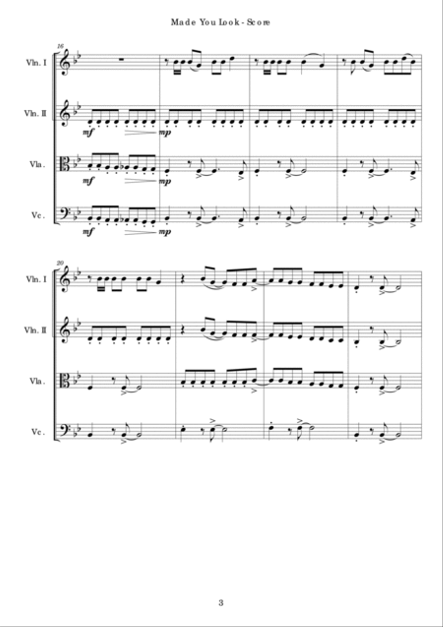 Made You Look String Quartet scores gallery preview page 4
