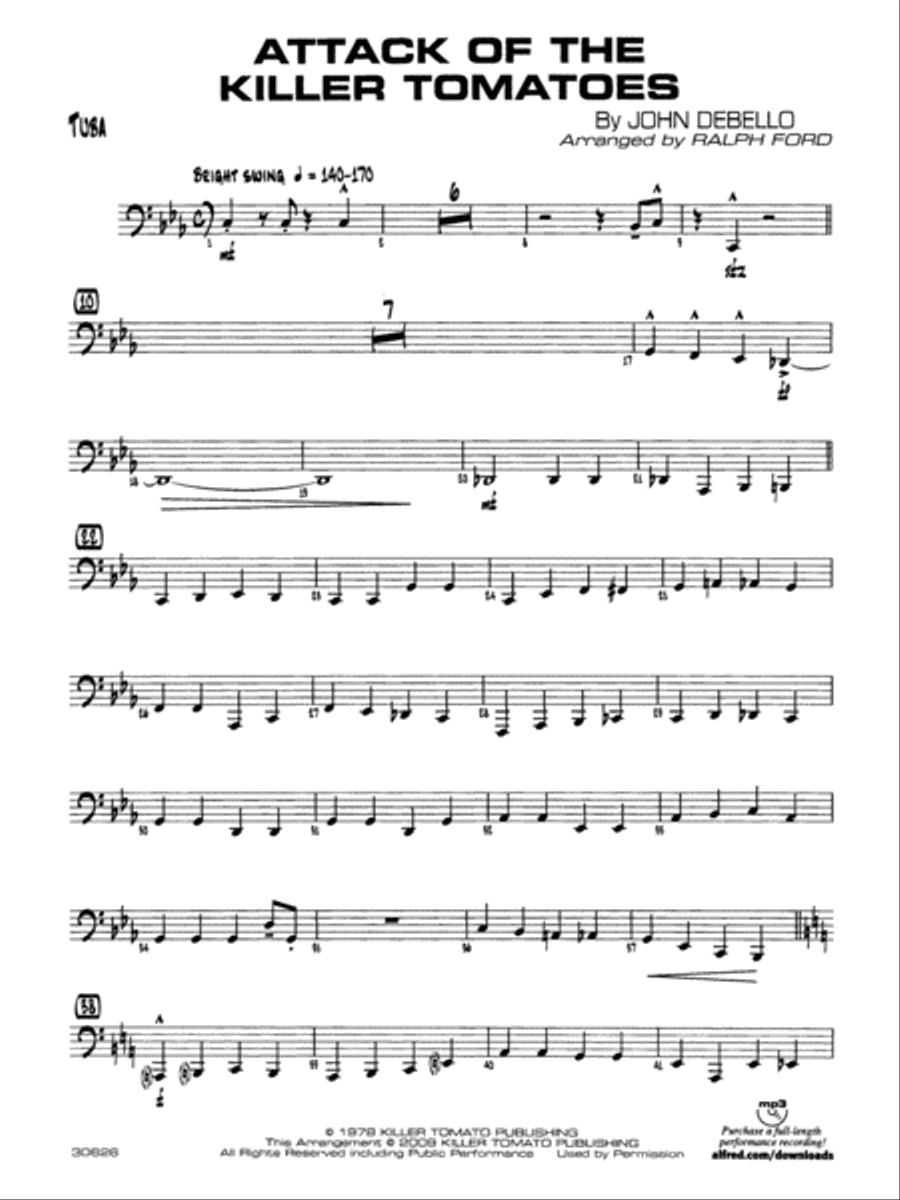 Attack of the Killer Tomatoes: Tuba Jazz Ensemble scores gallery preview page 1